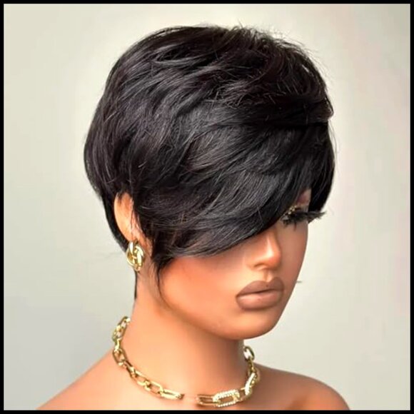 Short Pixie Cut Wig Brazilian Virgin Human Hair Glueless Daily Wear main image 4